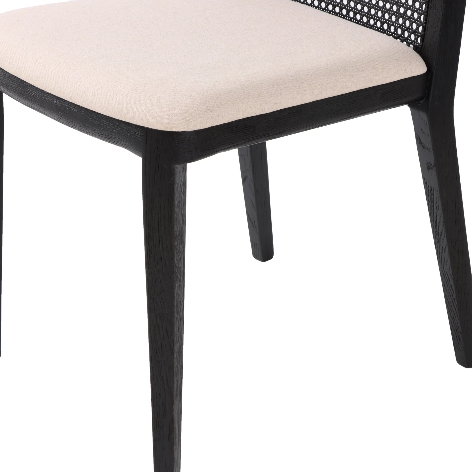 Cane Dining Chair by LH Imports in black. Made from ash, pu foam, polyester fiber, linen, cotton, rattan in a modern style.