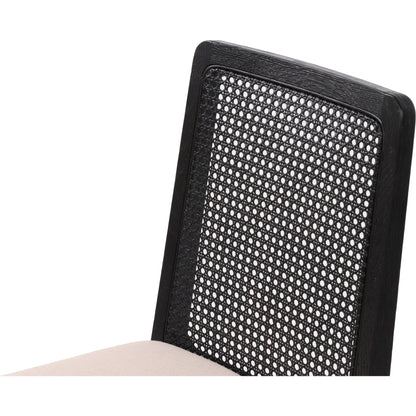 Cane Dining Chair by LH Imports in black. Made from ash, pu foam, polyester fiber, linen, cotton, rattan in a modern style.