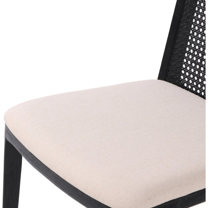 Cane Dining Chair by LH Imports in black. Made from ash, pu foam, polyester fiber, linen, cotton, rattan in a modern style.