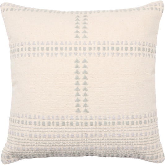 Sancha SNH01 Pillow by Jaipur Living in cream, light blue. Made from 100% cotton in a modern style.