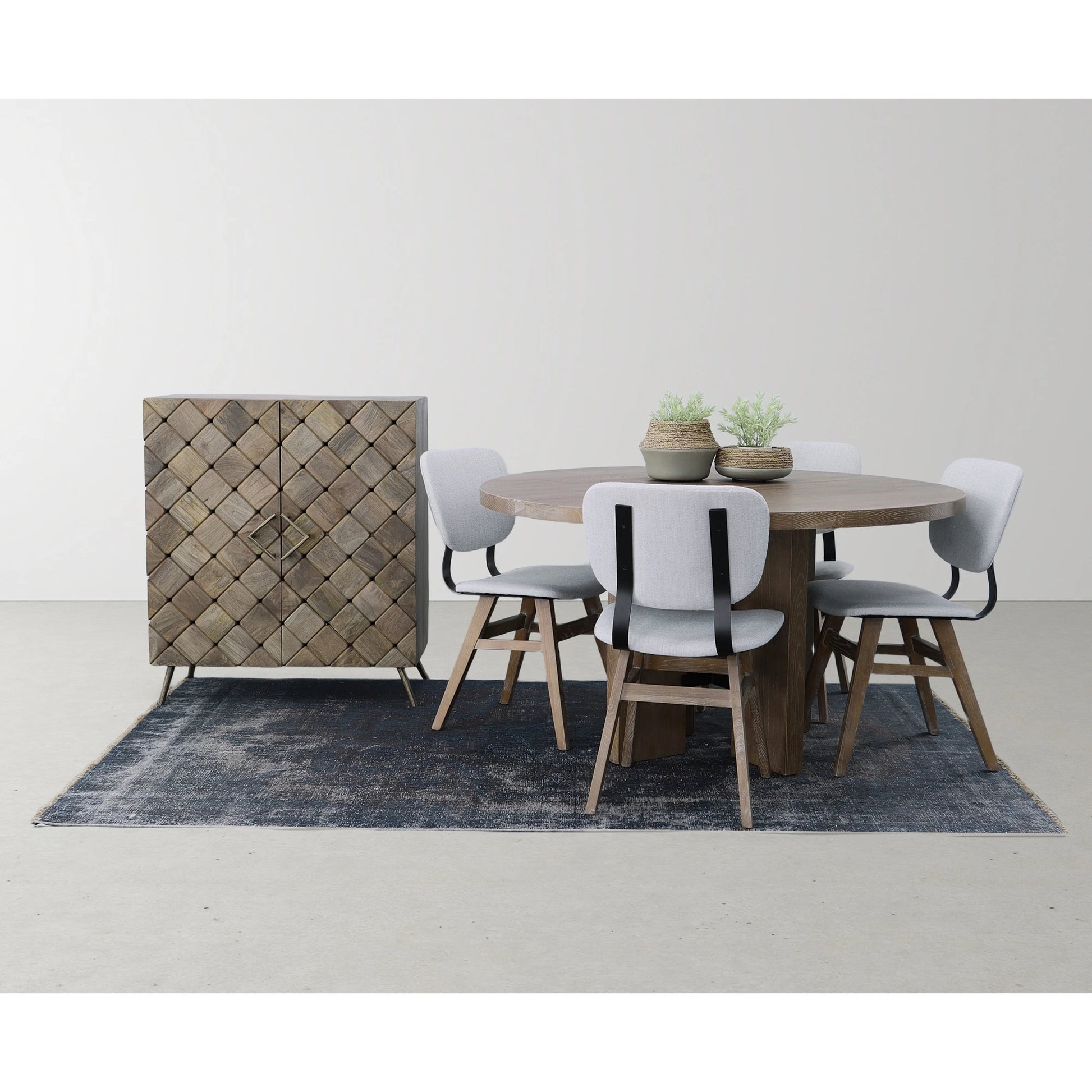 Fraser Dining Chair by LH Imports in white washed, matte black. Made from unique in a modern style.