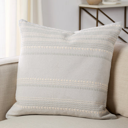 Sancha SNH02 Pillow by Jaipur Living in light blue, cream. Made from 100% cotton in a modern style.