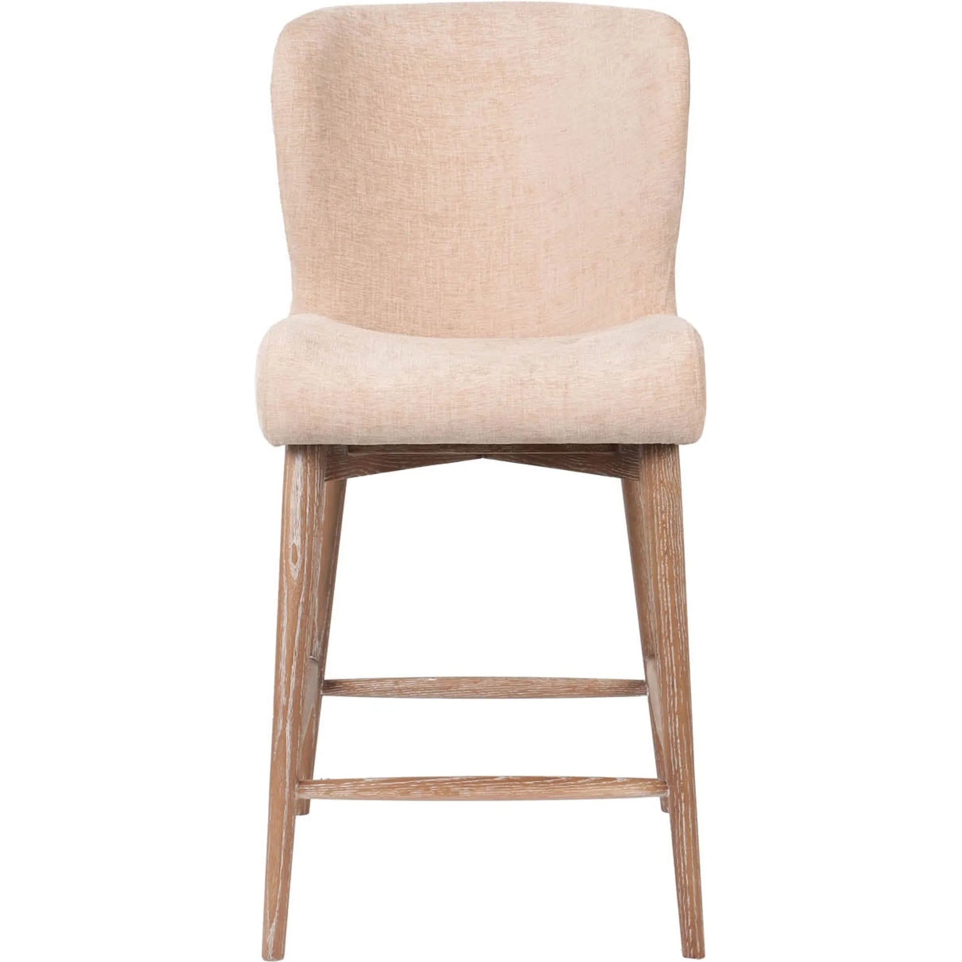 Uffizi Counter Stool by LH Imports in champagne chenille. Made from 100% polyester fabric, ash wood in a transitional style.
