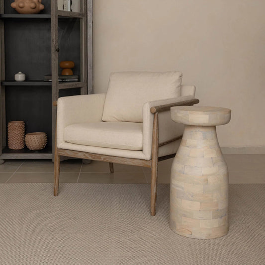 Bronte Club Chair by LH Imports in beige and brown. Made from ash wood, polyester, foam polyester fibre in a transitional style.