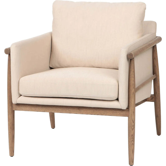 Bronte Club Chair by LH Imports in beige and brown. Made from ash wood, polyester, foam polyester fibre in a unique style.