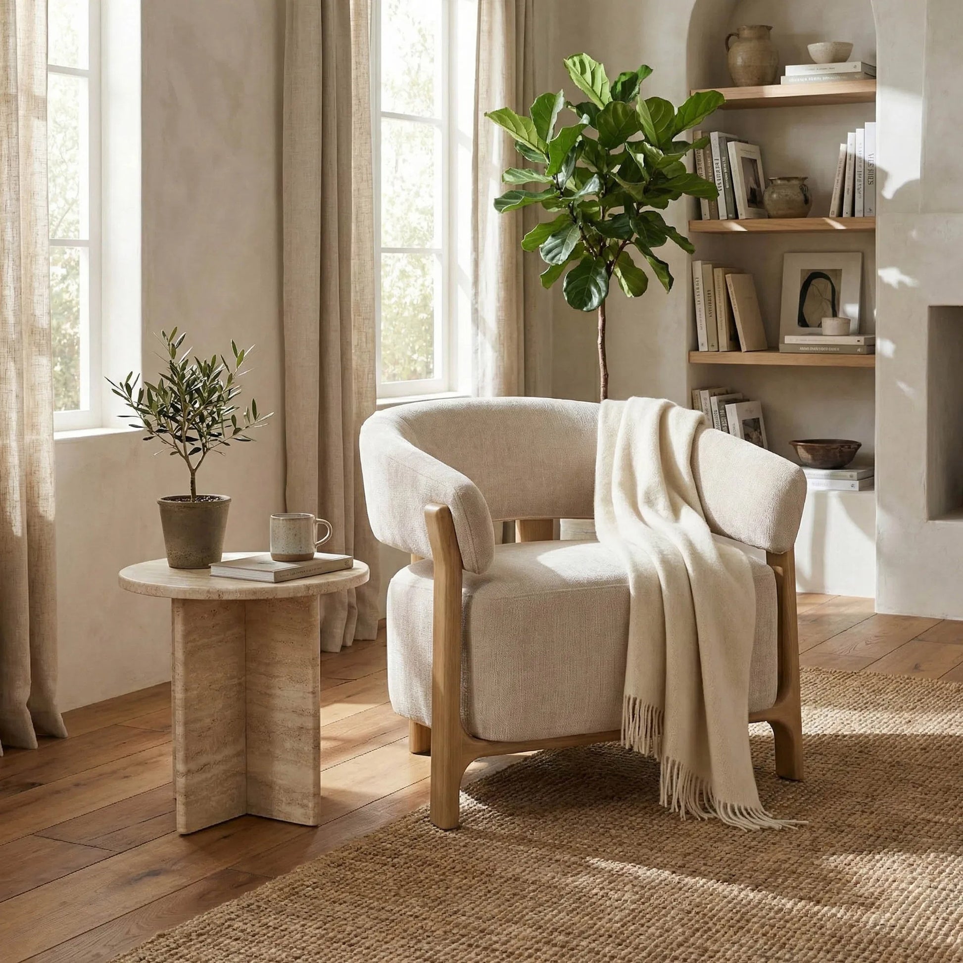 Harlow Club Chair by LH Imports in natural. Made from ash, polyester, pu foam in a unique style.