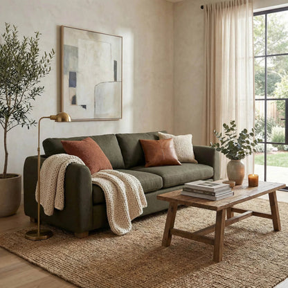 Noelle Sofa by LH Imports in green, moss green and brown. Made from polyester, ash in a unique style.
