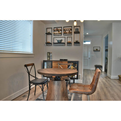 Mackenzie Dining Chair by LH Imports in brown. Made from ash, leather, pu foam, polyester fiber in a modern style.