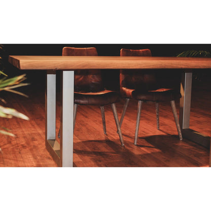 Mackenzie Dining Chair by LH Imports in brown. Made from ash, leather, pu foam, polyester fiber in a modern style.