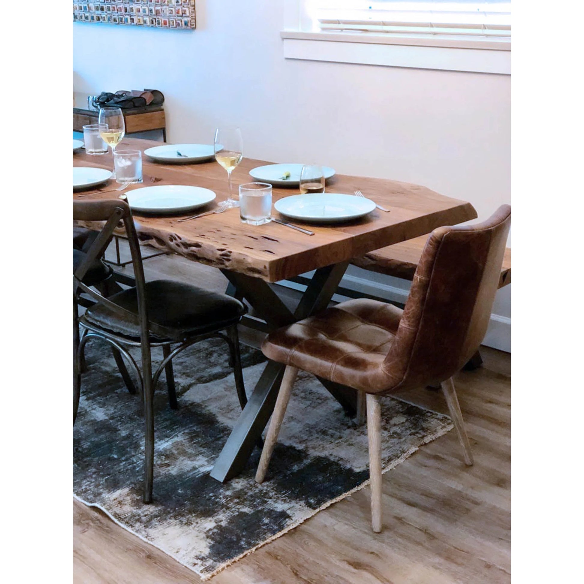 Mackenzie Dining Chair by LH Imports in brown. Made from ash, leather, pu foam, polyester fiber in a modern style.
