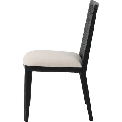 Cane Dining Chair by LH Imports in black. Made from ash, pu foam, polyester fiber, linen, cotton, rattan in a modern style.