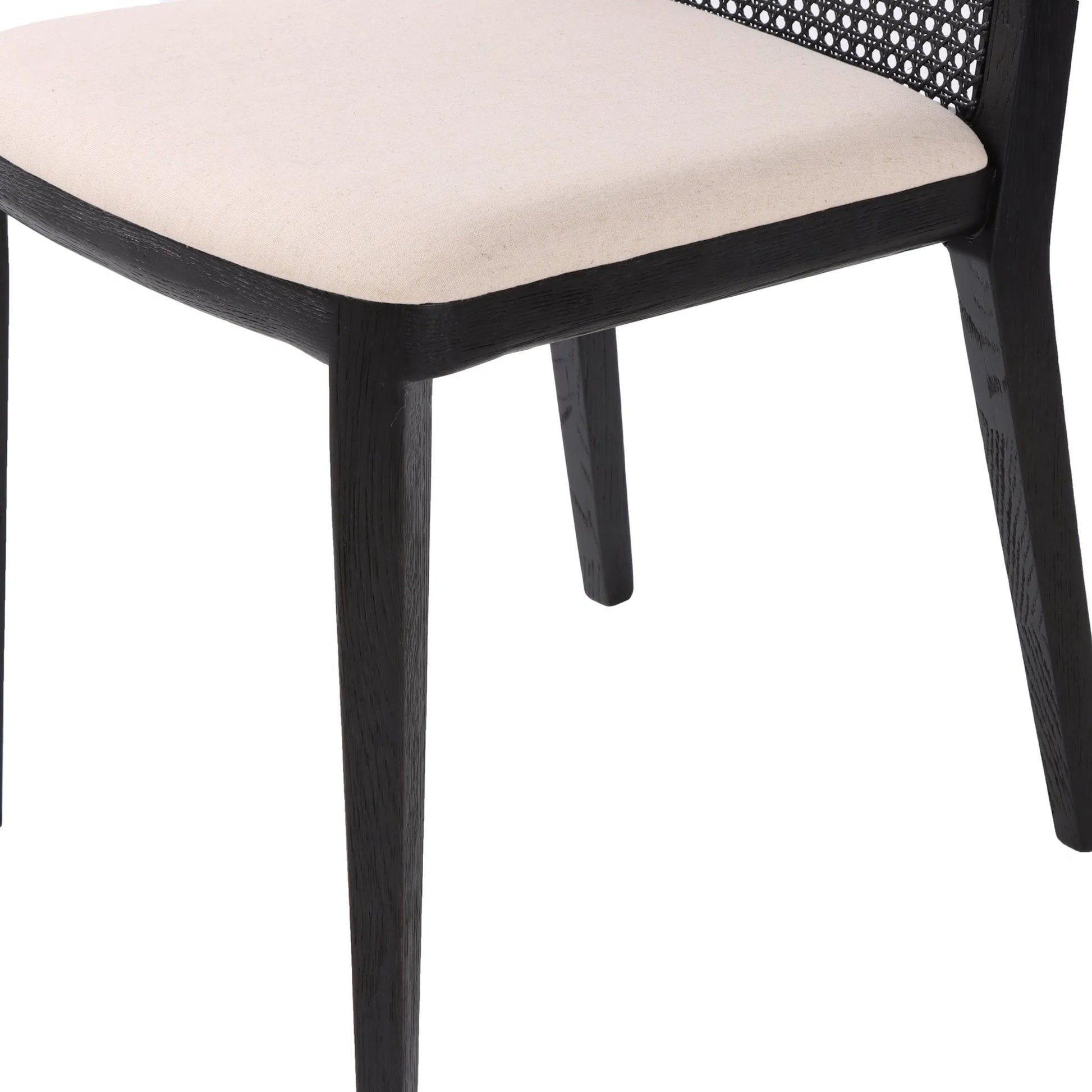 Cane Dining Chair by LH Imports in black. Made from ash, pu foam, polyester fiber, linen, cotton, rattan in a modern style.