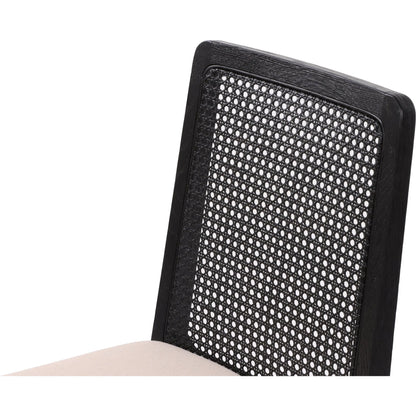 Cane Dining Chair by LH Imports in black. Made from ash, pu foam, polyester fiber, linen, cotton, rattan in a modern style.