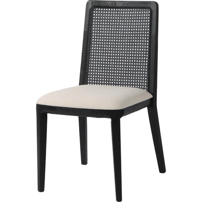 Cane Dining Chair by LH Imports in black. Made from ash, pu foam, polyester fiber, linen, cotton, rattan in a modern style.