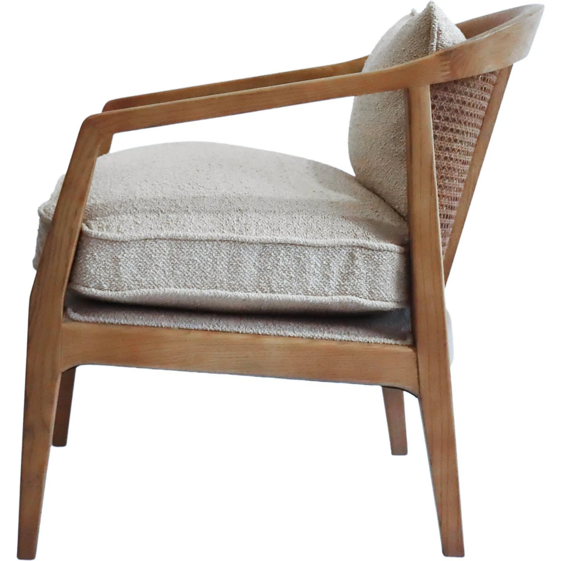 Rosa Club Chair by LH Imports in sand boucle and brown. Made from ash wood, rattan, pu foam, polyester fiber in a transitional style.