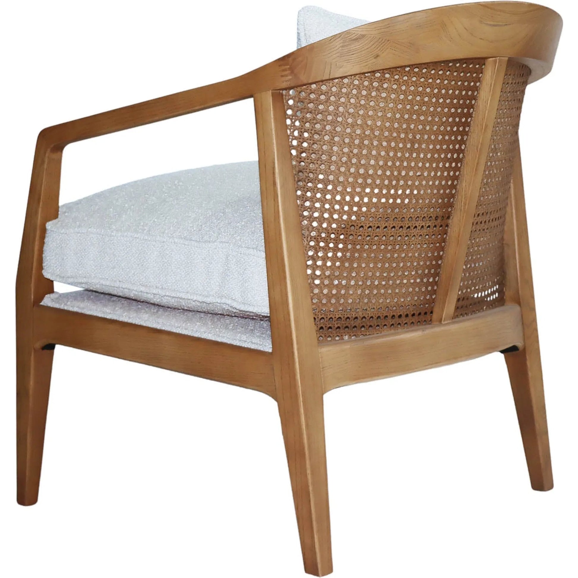 Rosa Club Chair by LH Imports in sand boucle and brown. Made from ash wood, rattan, pu foam, polyester fiber in a transitional style.