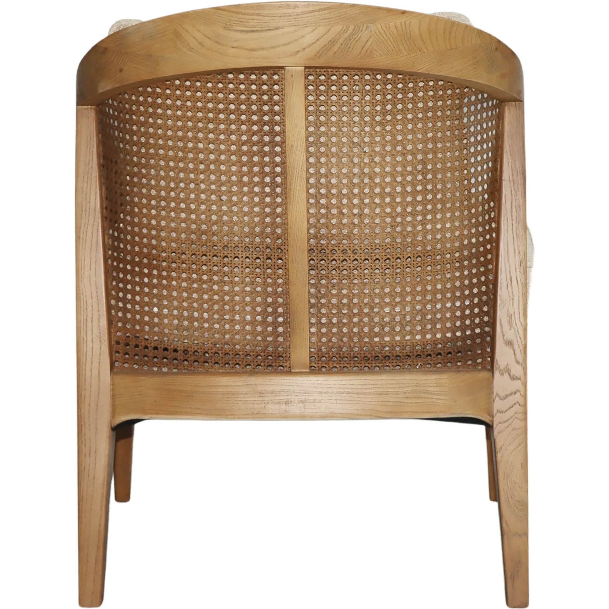 Rosa Club Chair by LH Imports in sand boucle and brown. Made from ash wood, rattan, pu foam, polyester fiber in a transitional style.