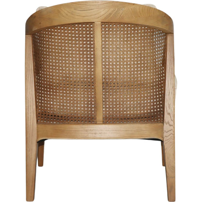 Rosa Club Chair by LH Imports in sand boucle and brown. Made from ash wood, rattan, pu foam, polyester fiber in a transitional style.