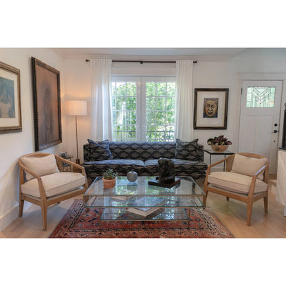 Rosa Club Chair by LH Imports in sand boucle and brown. Made from ash wood, rattan, pu foam, polyester fiber in a transitional style.