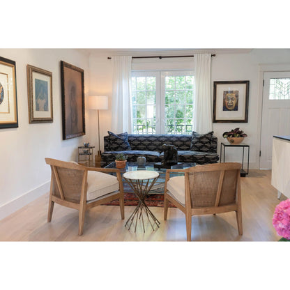 Rosa Club Chair by LH Imports in sand boucle and brown. Made from ash wood, rattan, pu foam, polyester fiber in a transitional style.