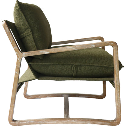 Huntington Club Chair by LH Imports in moss boucle and distressed ash. Made from ash, polyester, pu foam, polyester fiber in a modern style.