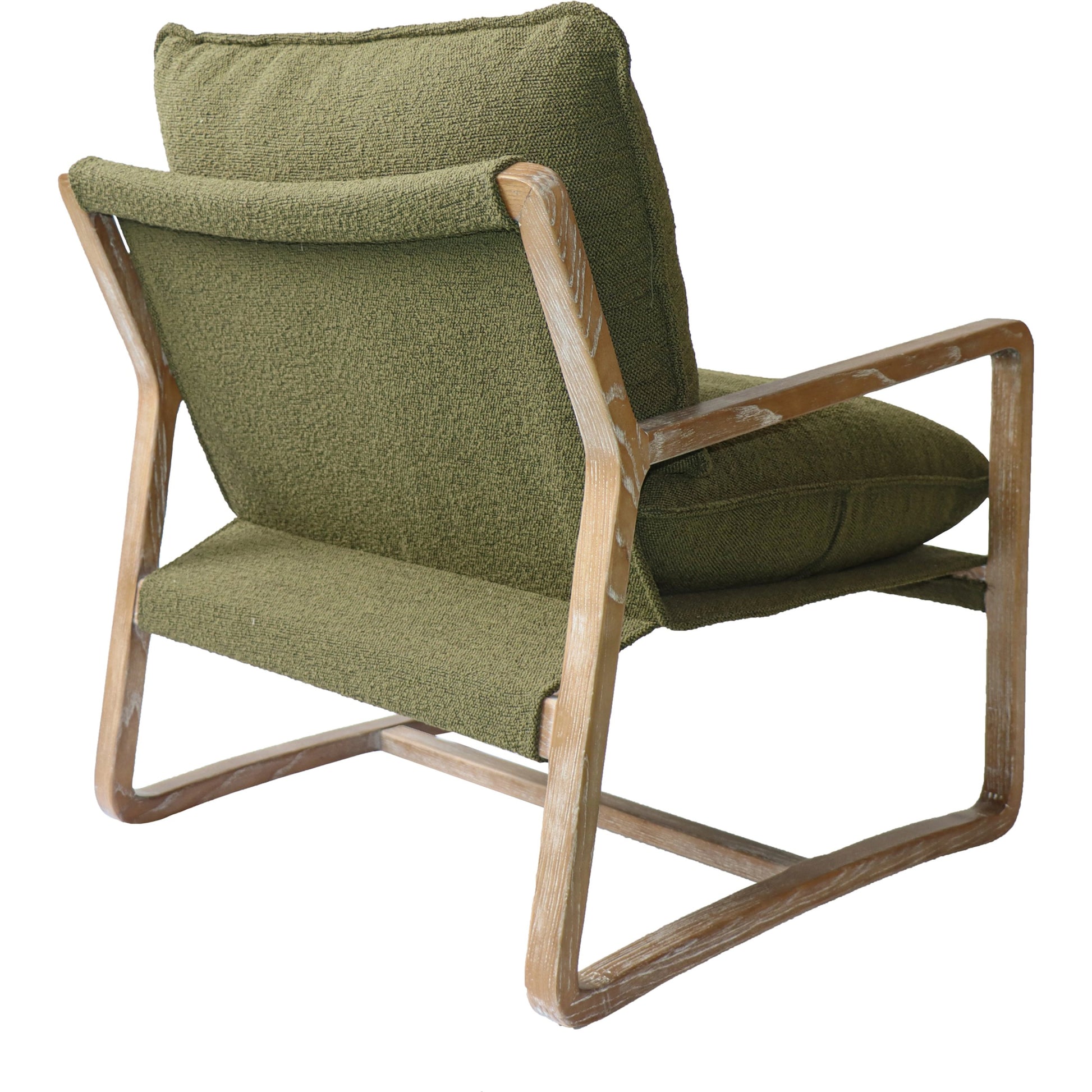 Huntington Club Chair by LH Imports in moss boucle and distressed ash. Made from ash, polyester, pu foam, polyester fiber in a modern style.
