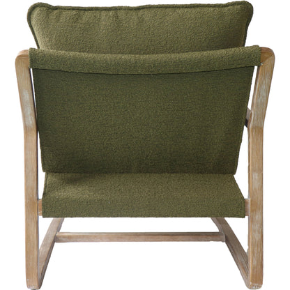 Huntington Club Chair by LH Imports in moss boucle and distressed ash. Made from ash, polyester, pu foam, polyester fiber in a modern style.