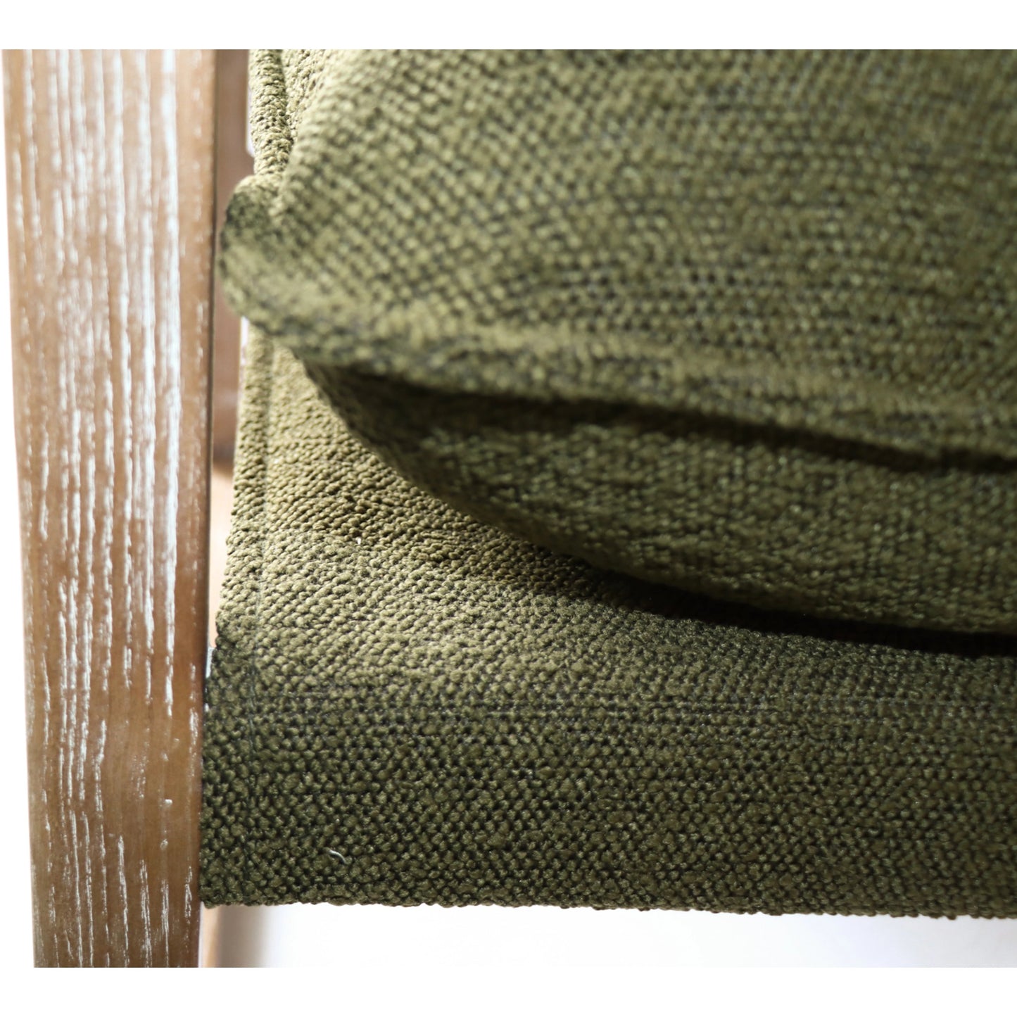 002 SI-2004270 | Closeup | Huntington Club Chair by LH Imports in moss boucle and distressed ash. Made from ash, polyester, pu foam, polyester fiber in a modern style.