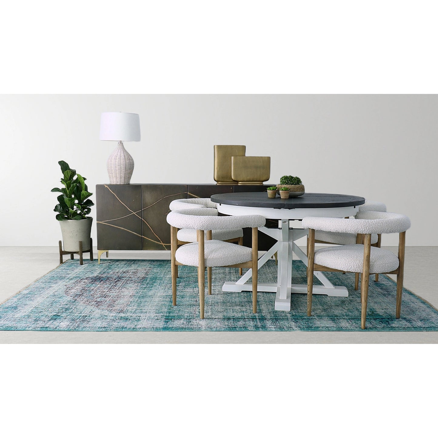 007 SI-2004412 | Lifestyle | Round Dining Chair by LH Imports in white. Made from ash, polyester, pu foam, polyester fiber in a modern style.