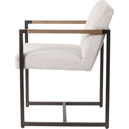 Breve Dining Chair by LH Imports in white and natural, black. Made from ash wood, iron, polyester fiber filling, 100% polyester fabric in a modern style.