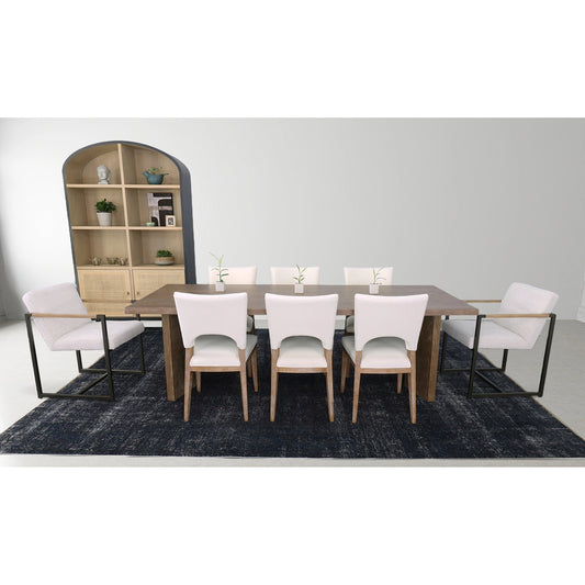 Breve Dining Chair by LH Imports in white and natural, black. Made from ash wood, iron, polyester fiber filling, 100% polyester fabric in a modern style.