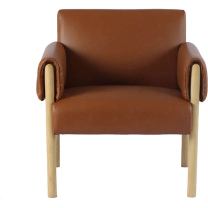 Forest Club Chair by LH Imports in saddle, brown and natural. Made from ash, pu leather, hd pu foam, polyester fiber in a traditional style.