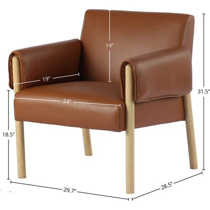 Forest Club Chair by LH Imports in saddle, brown and natural. Made from ash, pu leather, hd pu foam, polyester fiber in a traditional style.