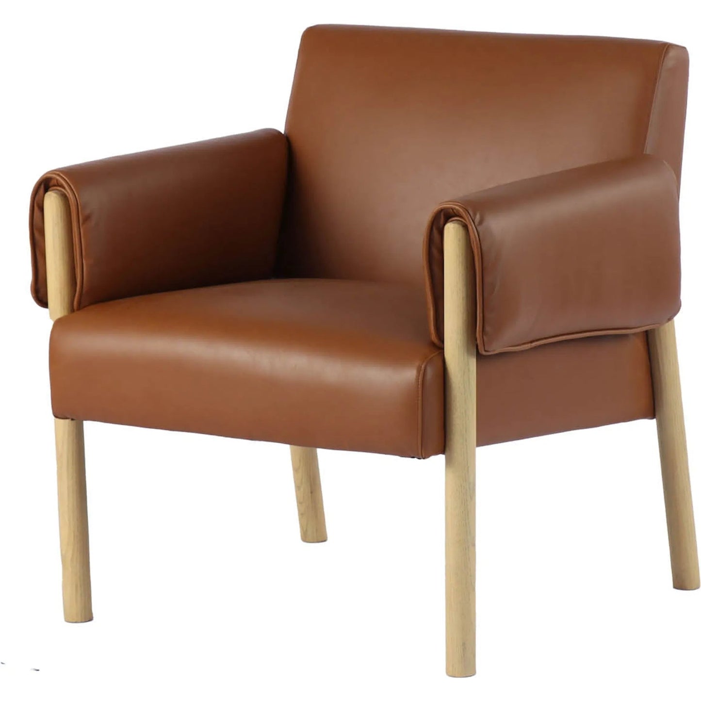 002 SI-2325283 | Primary Silo | Forest Club Chair by LH Imports in saddle, brown and natural. Made from ash, pu leather, hd pu foam, polyester fiber in a traditional style.
