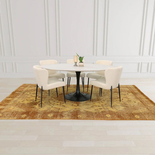 Trevi Dining Chair by LH Imports in white boucle, black and black. Made from metal, polyester, pu foam, 100% polyester fabric in a unique style.