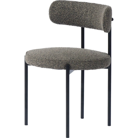 Cleo Dining Chair (Set of 2) by LH Imports in brown boucle and black. Made from metal, polyester, pu foam, polyester fiber in a unique style.