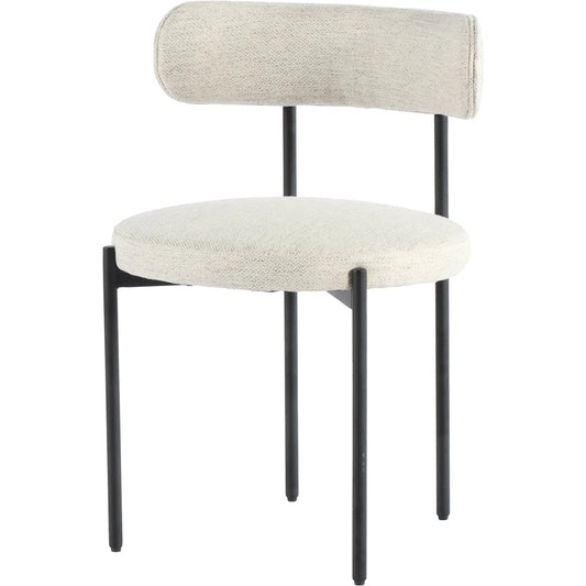 Cleo Dining Chair (Set of 2) by LH Imports in black, macadamia travertine and black. Made from 100% polyester fabric, metal, pu foam in a unique style.