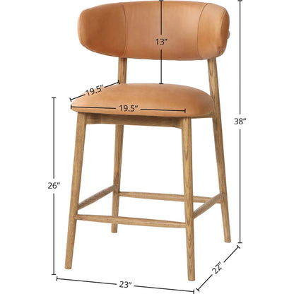 Milo Counter Stool by LH Imports in slate charcoal and natural. Made from ash wood, pu foam, polyester fiber, 100% polyester fabric in a traditional style.