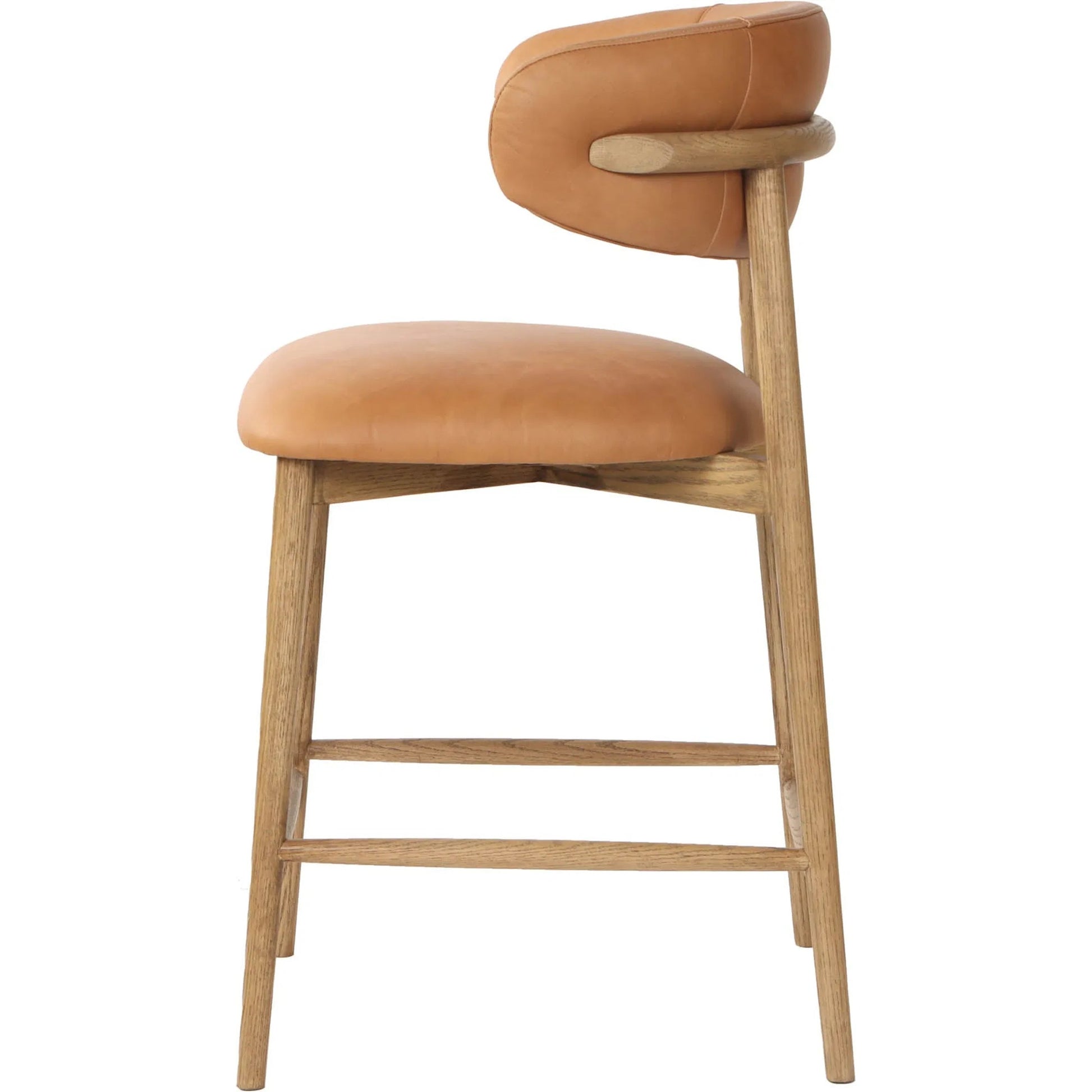 Milo Counter Stool by LH Imports in slate charcoal and natural. Made from ash wood, pu foam, polyester fiber, 100% polyester fabric in a traditional style.