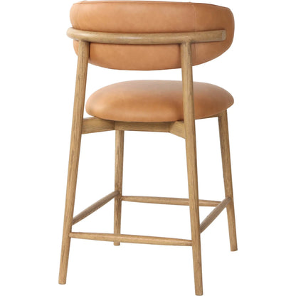 Milo Counter Stool by LH Imports in slate charcoal and natural. Made from ash wood, pu foam, polyester fiber, 100% polyester fabric in a traditional style.