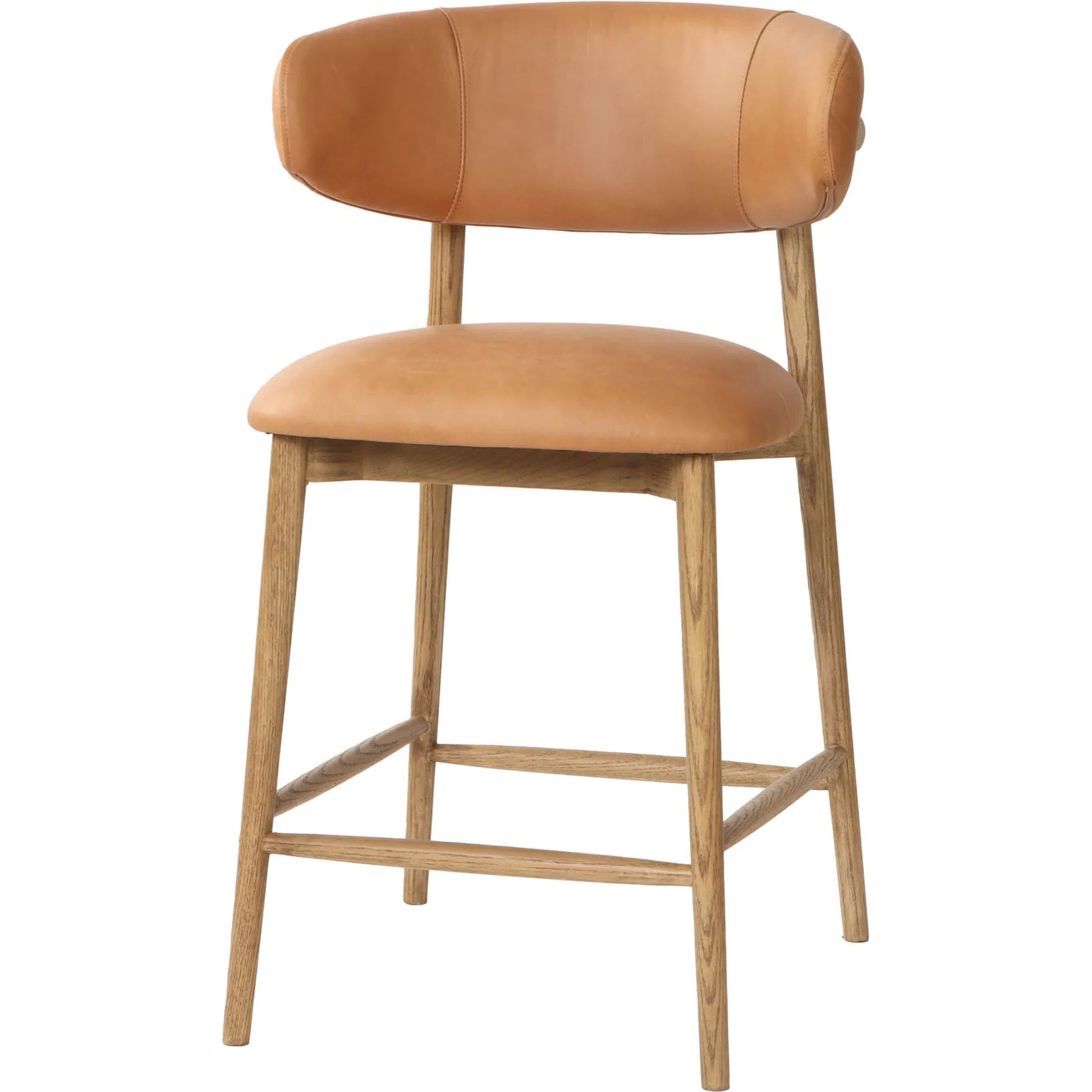 Milo Counter Stool by LH Imports in slate charcoal and natural. Made from ash wood, pu foam, polyester fiber, 100% polyester fabric in a traditional style.