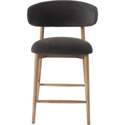 Milo Counter Stool by LH Imports in slate charcoal and natural. Made from ash wood, pu foam, polyester fiber, 100% polyester fabric in a traditional style.