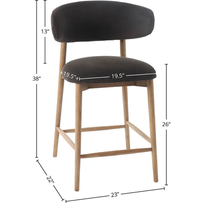 Milo Counter Stool by LH Imports in slate charcoal and natural. Made from ash wood, pu foam, polyester fiber, 100% polyester fabric in a traditional style.
