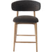 Milo Counter Stool by LH Imports in slate charcoal and natural. Made from ash wood, pu foam, polyester fiber, 100% polyester fabric in a traditional style.