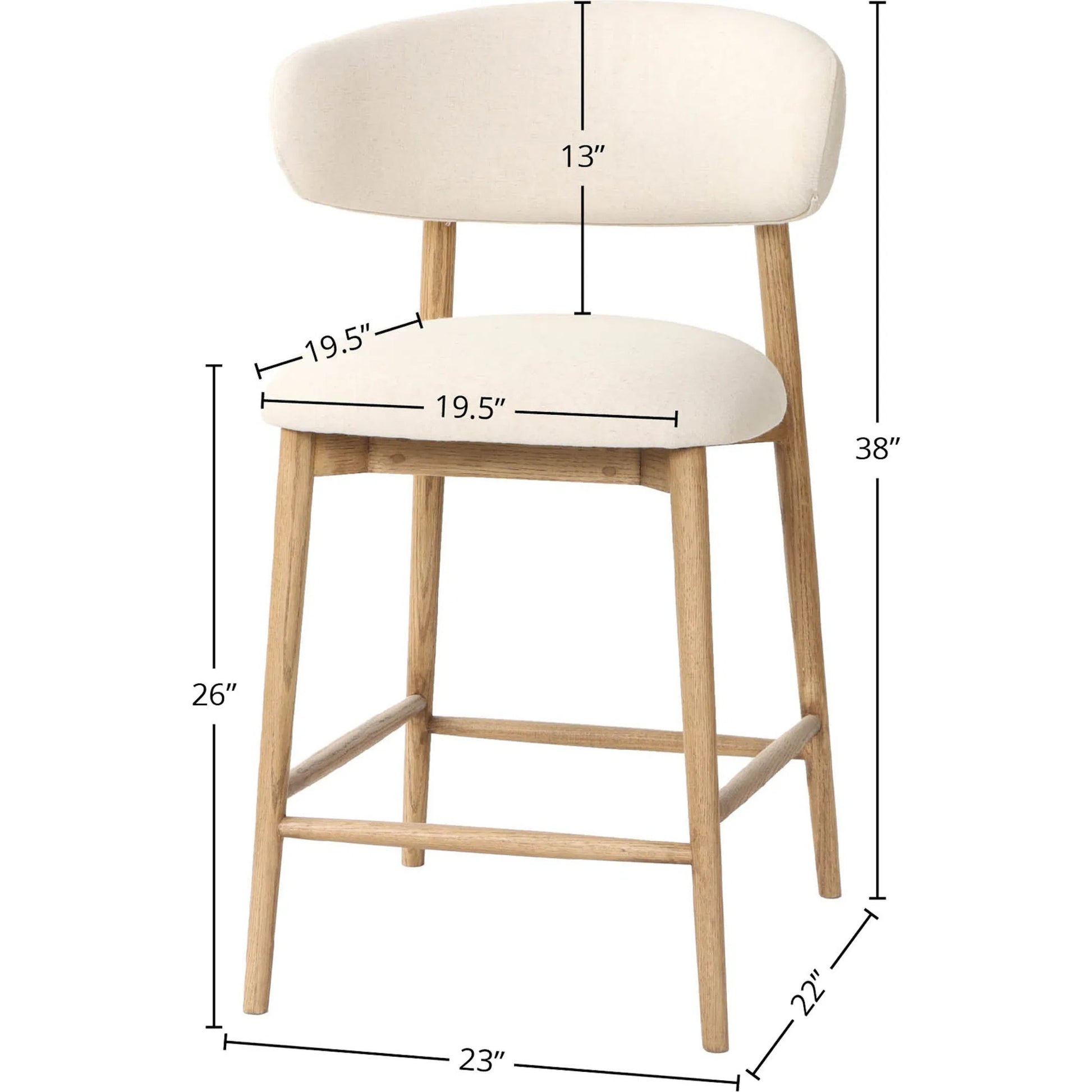 Milo Counter Stool by LH Imports in slate charcoal and natural. Made from ash wood, pu foam, polyester fiber, 100% polyester fabric in a traditional style.