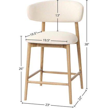 Milo Counter Stool by LH Imports in slate charcoal and natural. Made from ash wood, pu foam, polyester fiber, 100% polyester fabric in a traditional style.