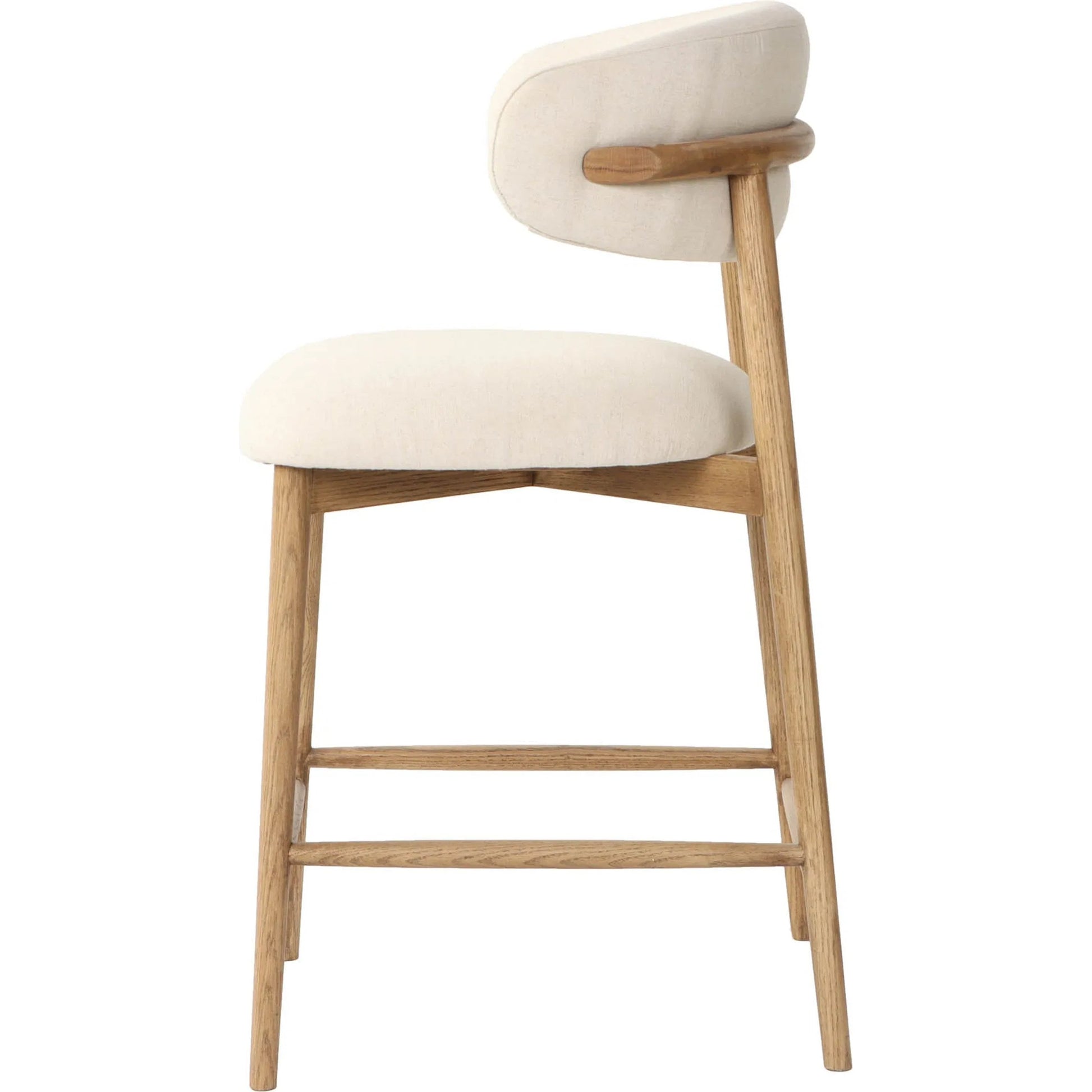 Milo Counter Stool by LH Imports in slate charcoal and natural. Made from ash wood, pu foam, polyester fiber, 100% polyester fabric in a traditional style.