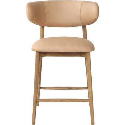 Milo Counter Stool by LH Imports in slate charcoal and natural. Made from ash wood, pu foam, polyester fiber, 100% polyester fabric in a traditional style.