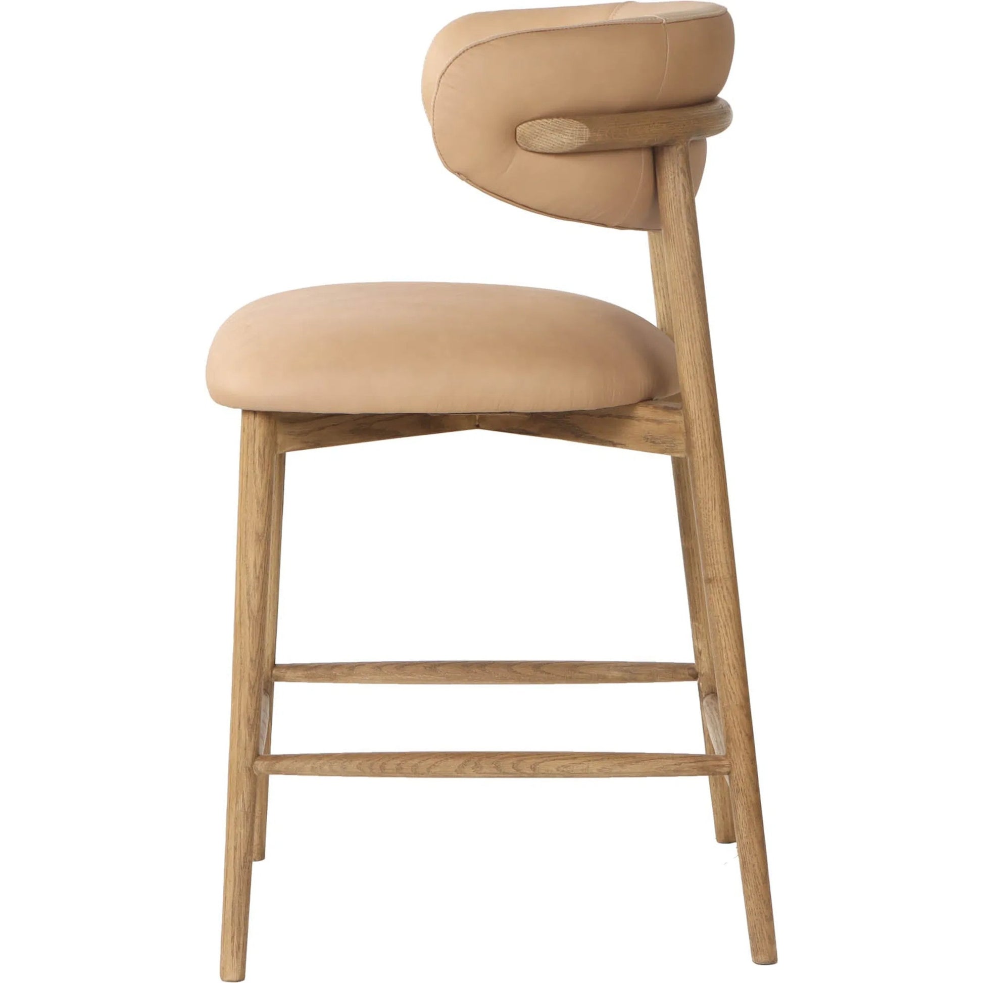 Milo Counter Stool by LH Imports in slate charcoal and natural. Made from ash wood, pu foam, polyester fiber, 100% polyester fabric in a traditional style.