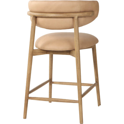 Milo Counter Stool by LH Imports in slate charcoal and natural. Made from ash wood, pu foam, polyester fiber, 100% polyester fabric in a traditional style.